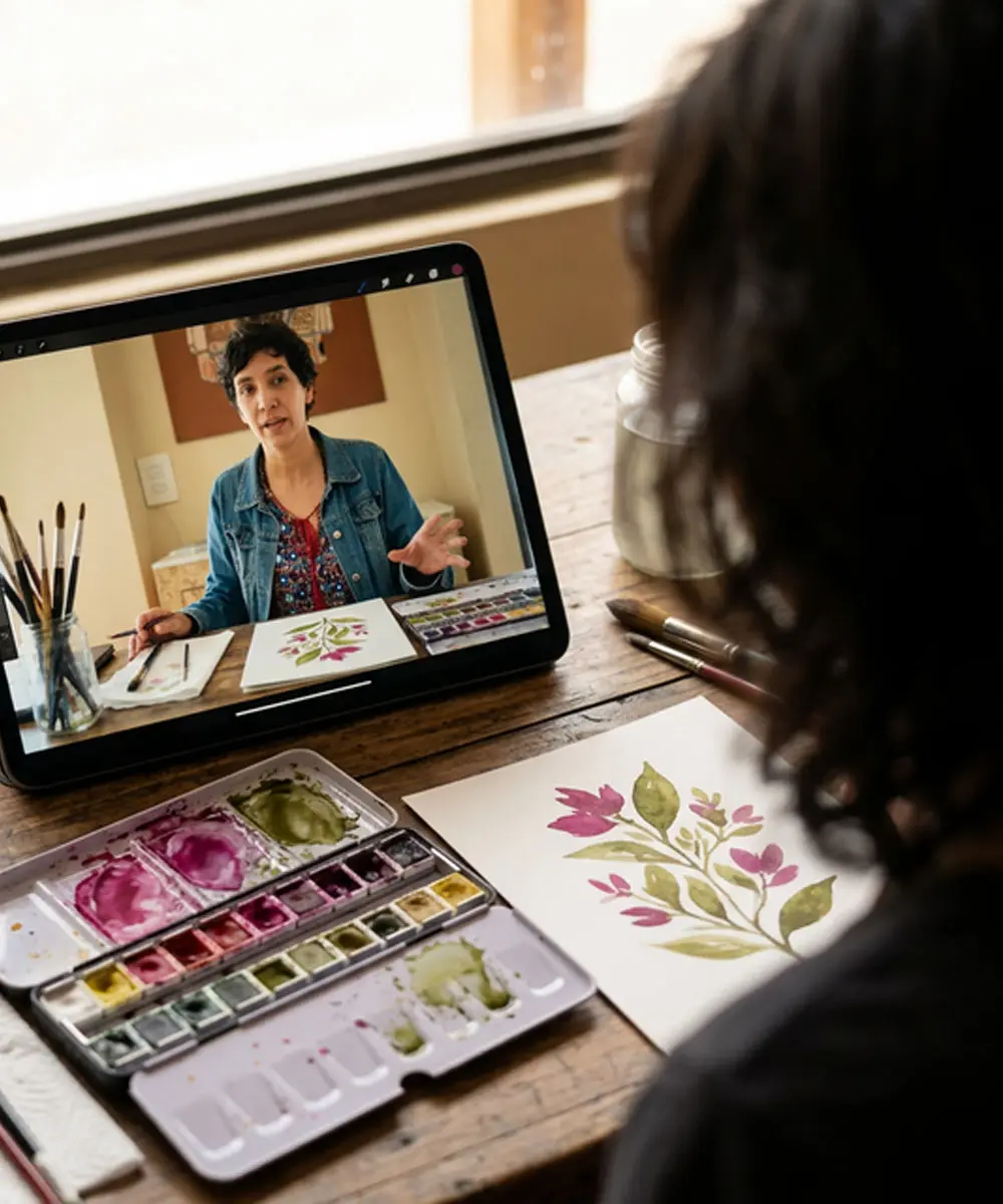 Aprender técnica de acuarela paso a paso con clases online guiadas por Virginia Costanzo y video tutoriales HD